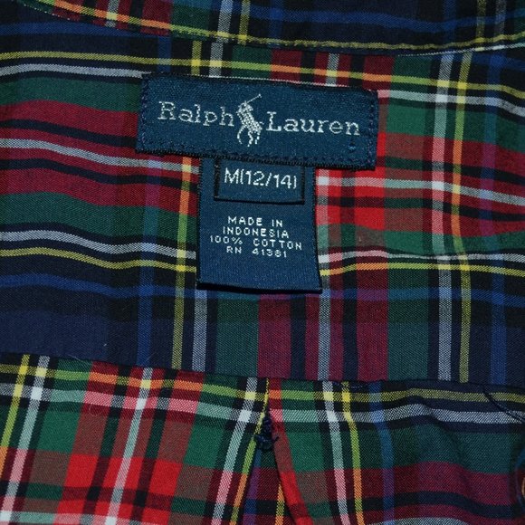 Boys Sz M Ralph Lauren Polo Plaid L/S Shirt - Picture 12 of 13